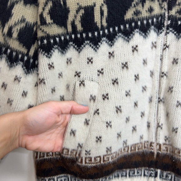 Alpaca Llama Andino Wool Full Zip Hooded Sweater Jacket - Picture 4 of 4